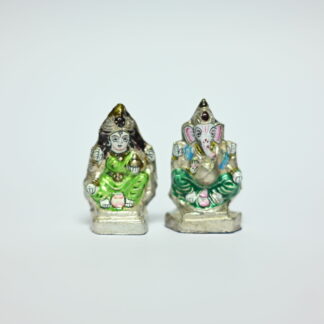 Statuette in Argento Ganesh e Vishnu